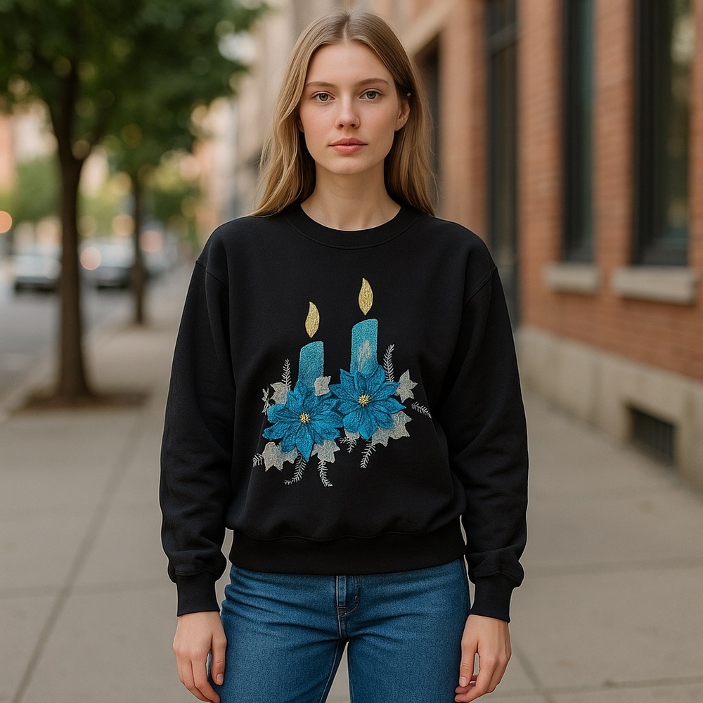 Vintage Black Glittzy Holiday Sweatshirt